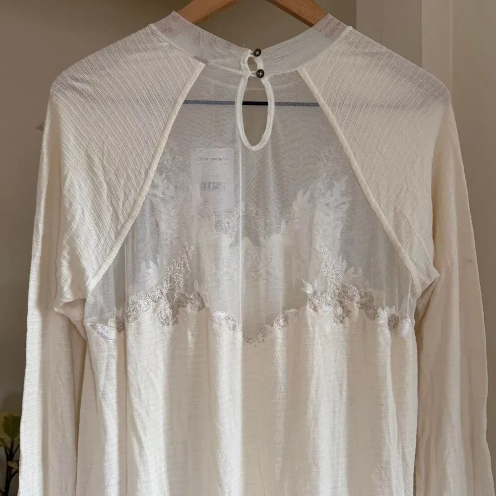 Free People Saheli Tunic Top Layering Piece in Ecru Large NWT